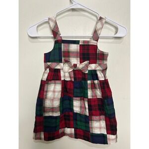 Plaid Patchwork Dress With Bow Holiday Party Christmas Toddler Girl